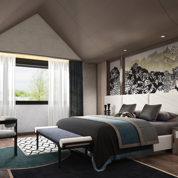 AB Concept 中式轻奢卧室3d模型