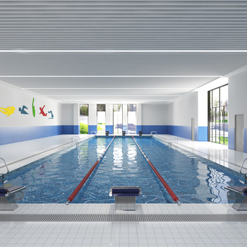现代室内游泳馆3d模型