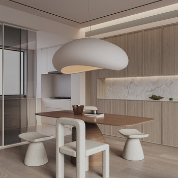远校设计 现代极简原木餐厅3d模型