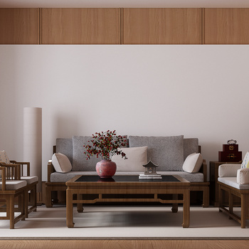 新中式沙发茶几组合3d模型