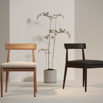 现代原木椅子3d模型