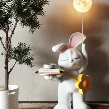 现代兔子落地雕塑摆件3d模型