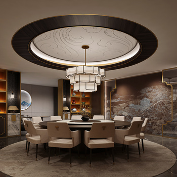 物象境合 新中式餐厅包厢3d模型