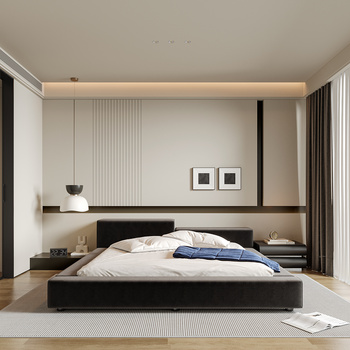 现代极简卧室3d模型