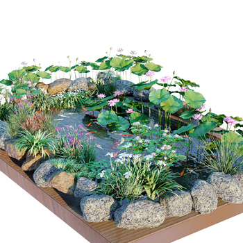 池塘荷花3d模型