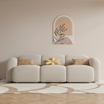 现代奶油风三人沙发3d模型