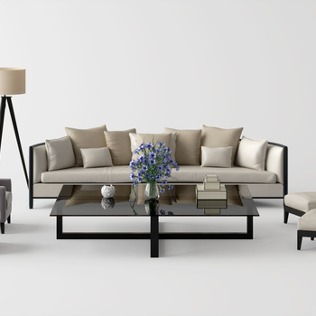 新中式沙发茶几组合 3d模型