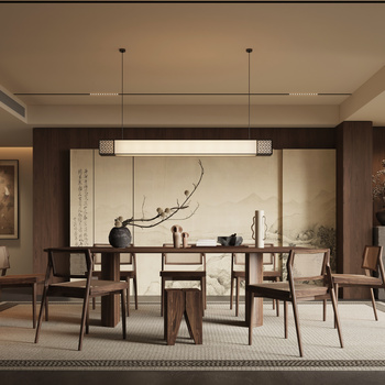 新中式宋式风餐厅3d模型