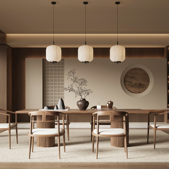新中式宋式风餐厅3d模型
