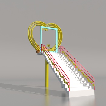 现代楼梯打卡小品 3d模型