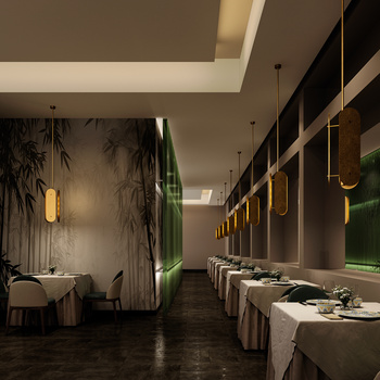雨树设计 现代餐饮空间3d模型