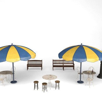 现代阳伞桌椅组合3d模型