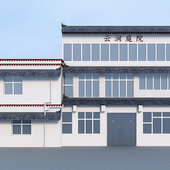 新中式民宿建筑外观3d模型