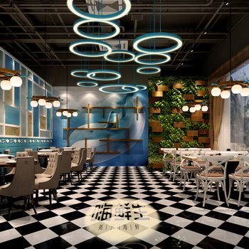 工业风海鲜餐厅3d模型