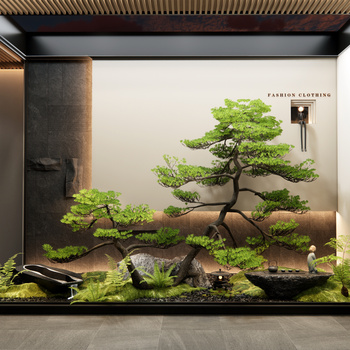新中式松树石头景观造景