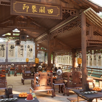 中式楼阁亭廊餐厅 