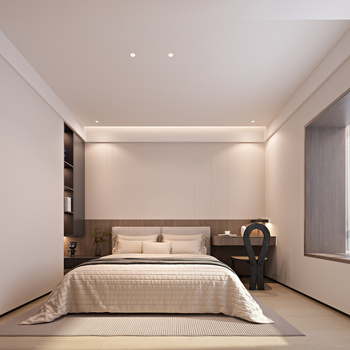 现代极简卧室  3d模型
