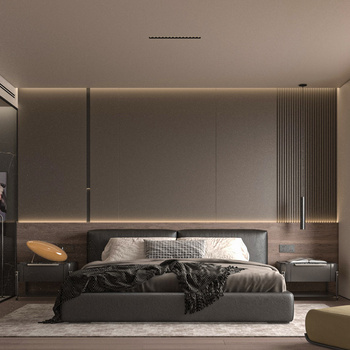 现代暗黑风轻奢卧室3d模型