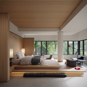 现代别墅卧室3d模型