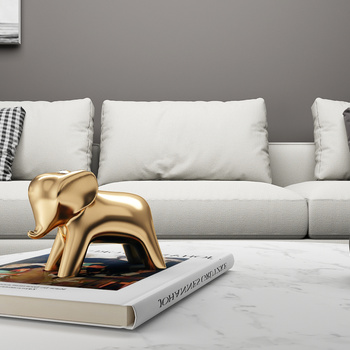 现代装饰品金色小象 3d模型
