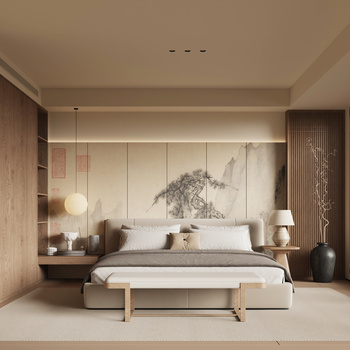 新中式宋式风卧室3d模型