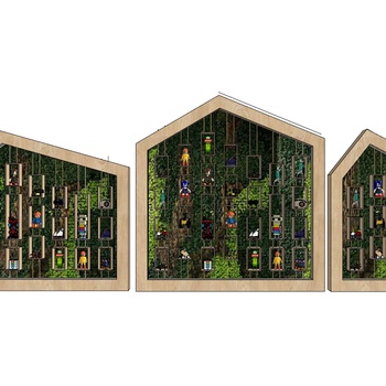 现代绿植墙 原木植物架子 ，儿童玩具造型