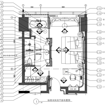 西安凯宾斯基标间客房CAD完整施工图