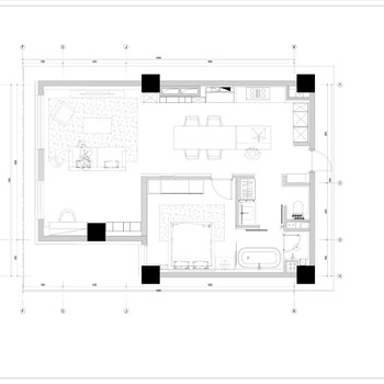 70㎡公寓户型样板间|CAD施工图