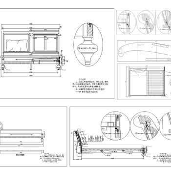CAD实木床工艺图