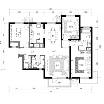 108㎡三室二厅刚需户型|CAD施工图