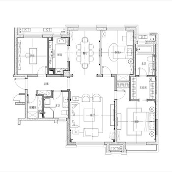 123㎡三室二厅刚需户型样板间|CAD施工图(新古典）