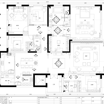 现代轻奢华风格样板房家装设计| CAD施工图+效果图
