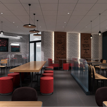 快餐厅餐饮空间|CAD施工图+效果图