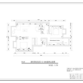 新村彩虹街区3-2-1002样板房|CAD施工图+效果图
