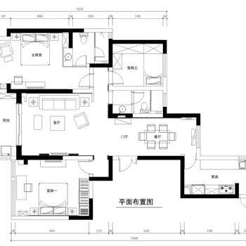 世贸大厦现代奢华-三室两厅|CAD施工图