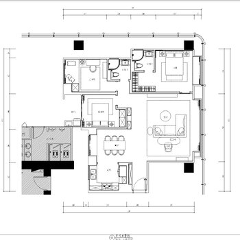 呼伦贝尔海阔天空样板房房B户型|CAD施工图+机电