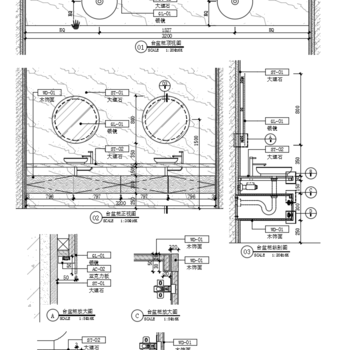 卫生间台盆平立面剖面|CAD施工图