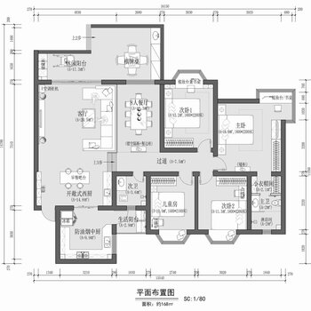 168㎡四房大平层私宅家装|CAD施工图 
