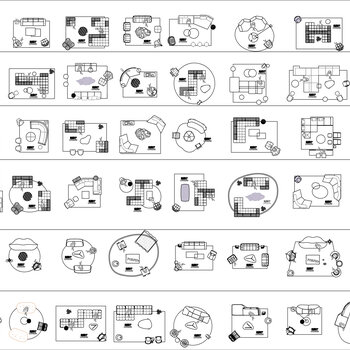 沙发茶几组合图库|CAD施工图