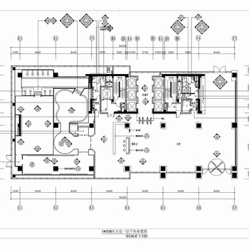 1300㎡辦公樓大堂電梯廳cad施工圖效果圖施工圖下載