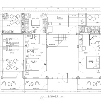 民宿平面图及院子平面|CAD施工图