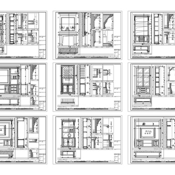 法式九套嵌入式家具详图|CAD施工图