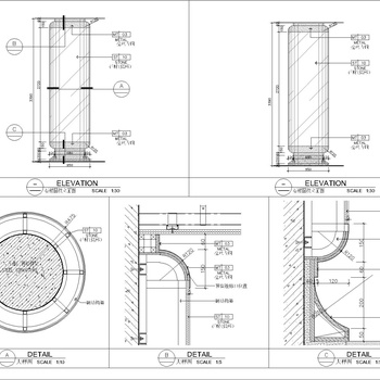 石材圆柱节点详图|CAD施工图
