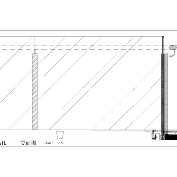 玻璃护栏木制扶手节点详图|CAD施工图