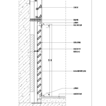石材墙面暗装暖气百叶节点图|CAD施工图
