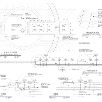 叠水瀑布施工图集|CAD施工图