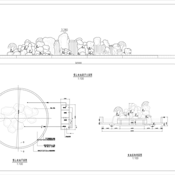 假山鱼池及净化系统施工图|CAD施工图