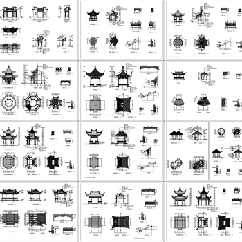 中式古建亭子施工图集|CAD施工图