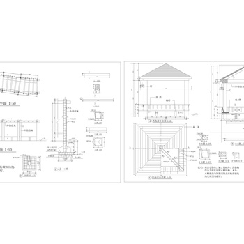 花架四角凉亭详图|CAD施工图