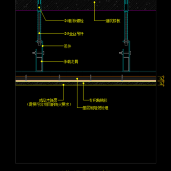 木饰面吊顶天花节点图|CAD施工图